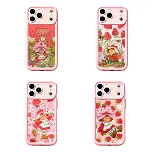 Cute S-Strawberry Sh0rtcake Phone Case Pink Girly Cartoon Character Protective Case Compatible for iPhone 17 Promax 16 15 14 13 12 11 and for Samsung S21-S26 Perfect Gift for Her
