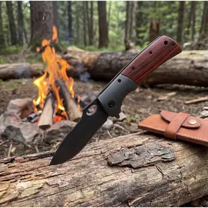 Utility Button Lock Folding Knife D2 Battlewash Blade G10 Handle Multifunctional Cutlery Tool for Outdoor Fishing Camping