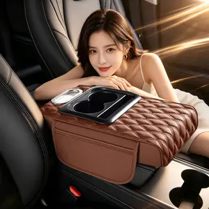 Universal Car Interior Organizer with Raised Central Armrest Water Cup Holder Multi Functional Tissue Box Practical Storage Pad for Glove Compartment