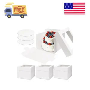3 Pack Cake Boxes 10 Inch, Tall Bakery Containers with Boards