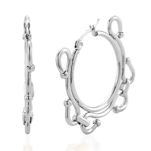 Shop LC Wave Link Hoop Earrings in Stainless Steel