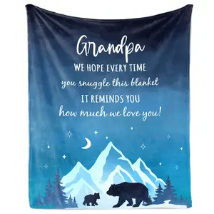 [Father's Day Gift] Grandpa Fathers Day Blanket, Gifts for Grandpa from Granddaughter Grandson, Grandpa Gifts from Grandchildren, Best Granddad Present, Great Grandfather Gift Ideas Throw Blankets