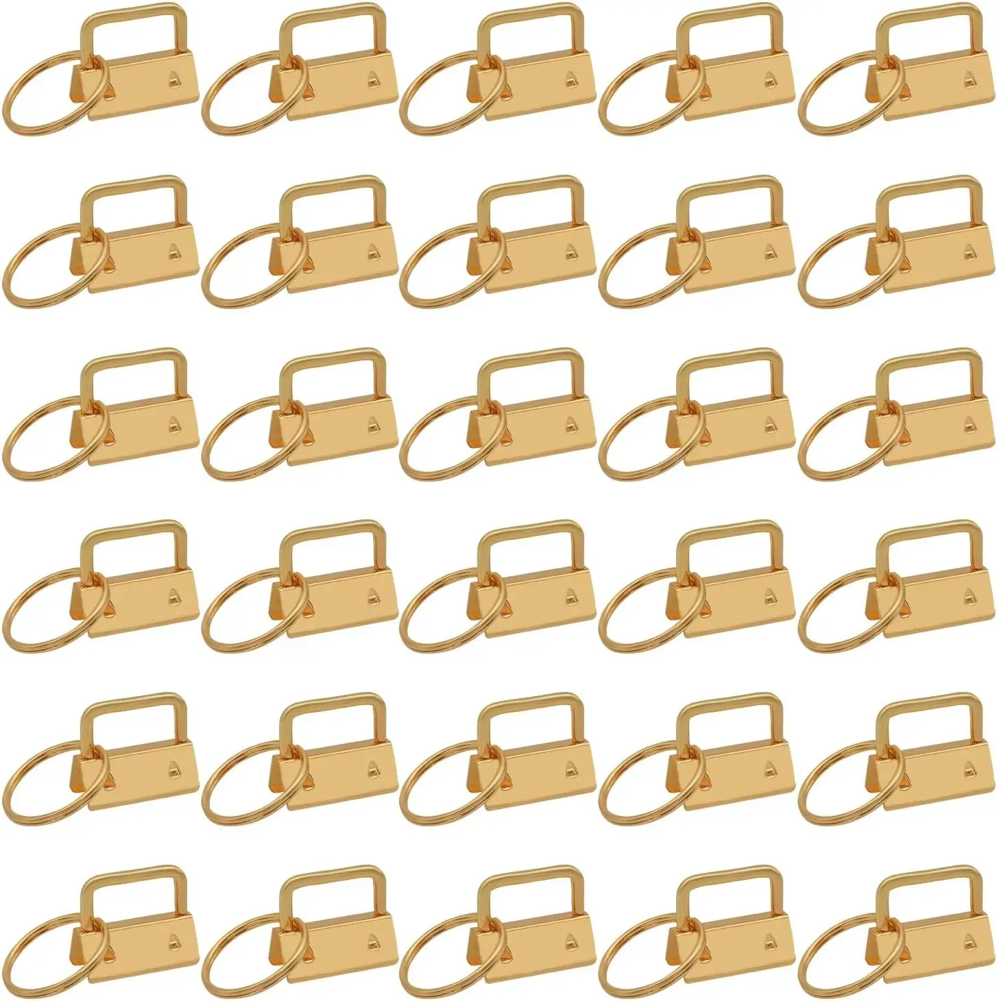 1 Inch Gold Key Fob Hardware, 30 PCS Keychain Clamps with Split Rings for Wristlet Strap, Lanyard, Bag Tag Making and DIY Craft Supplies