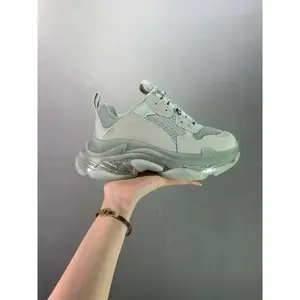 Triple S old shoes Casual Shoes Chunky Men Sneaker Runner Blue Ice Grey Trainer Lime Metallic Silver Pastel Fluo Green Dad Shoe Fashion Designer Chaussures Size 35-44