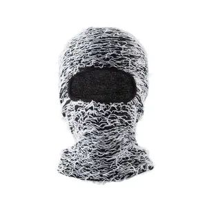 Seantee White/Black Fuzzy Ski Mask