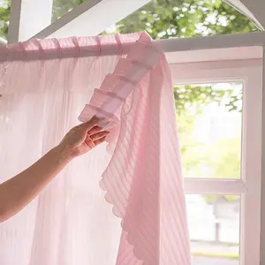 Solid Color Door Curtain, Self Adhesive Magic Tape Window Screen, Simple Window Curtain for Home Living Room Bedroom, Home Decor