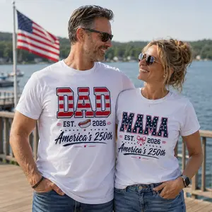 Matching Dad Mama Shirt, America’s 250th Anniversary T-Shirt, 4th Of July Family Outfit, Patriotic Couple Tee, 1776 2026 Gift