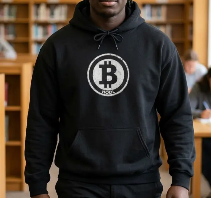 Distressed Bitcoin HODL Unisex EcoSmart® Pullover Hoodie Sweatshirt