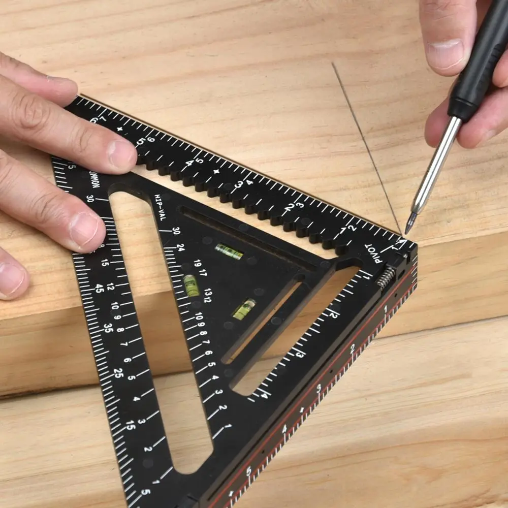 Foldable Triangular Ruler with Support, Precision Drawing & Level Measurement Tool, Essential for Woodworking DIY Projects, Folding Ruler