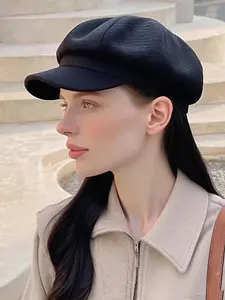 Women's Minimalist Solid Color Cap, Casual Trendy Baker Boy Cap, Fashionable Hat for Women & Girls for All Season