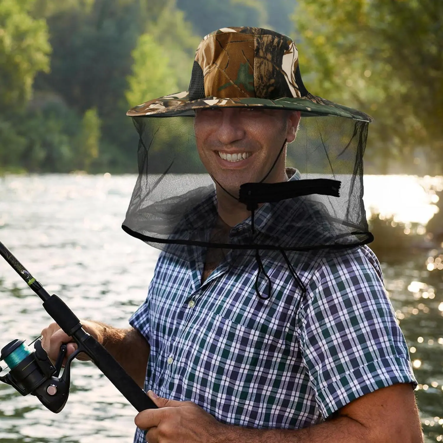 Unisex Adult Net Mesh Bucket Hat with Anti-Mosquito Head Net - 1 Pack, 57-63cm, Colorful, Protective Against Bees,Bugs,Insects,Midges, Ideal for Outdoor Camping,Beekeeping, Outdoor Hats, Sun Hats