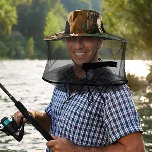 Unisex Adults Anti-Mosquito Mesh Head Net Hat - 1 Pack, Protective Against Bee, Bug, Insect, Midge Bites - Ideal for Outdoor Camping, Wild Fishing