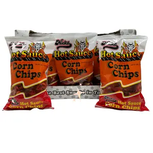 Nicks Hot Sauce Flavored Corn Chips, 4 oz, Spicy Snack Pack of 16