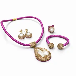 Maite Jewelry Elite Salvaige Green Glitter Set with Necklace Earrings and Bracelet for Women