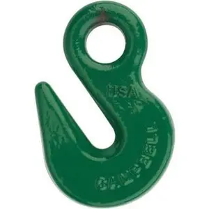 Campbell Heavy Lifting High-Capacity Alloy Steel Eye Hook, 8800 Lb Capacity, Grade 100 Chain Compatible, 3/8" Chain Diameter, 1/2" Hook Throat, 2.41" Reach, 3/4" Eye ID, 4" OAL, Model 5624615