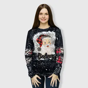 Santa Believe Black Long Sleeve Top