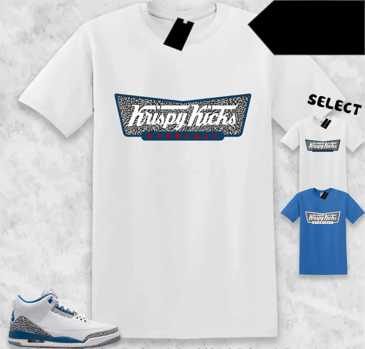 3 True Blue Shirt, 3 True Blue Graphic T-Shirt, Krispy Kicks Tee Match Sneaker