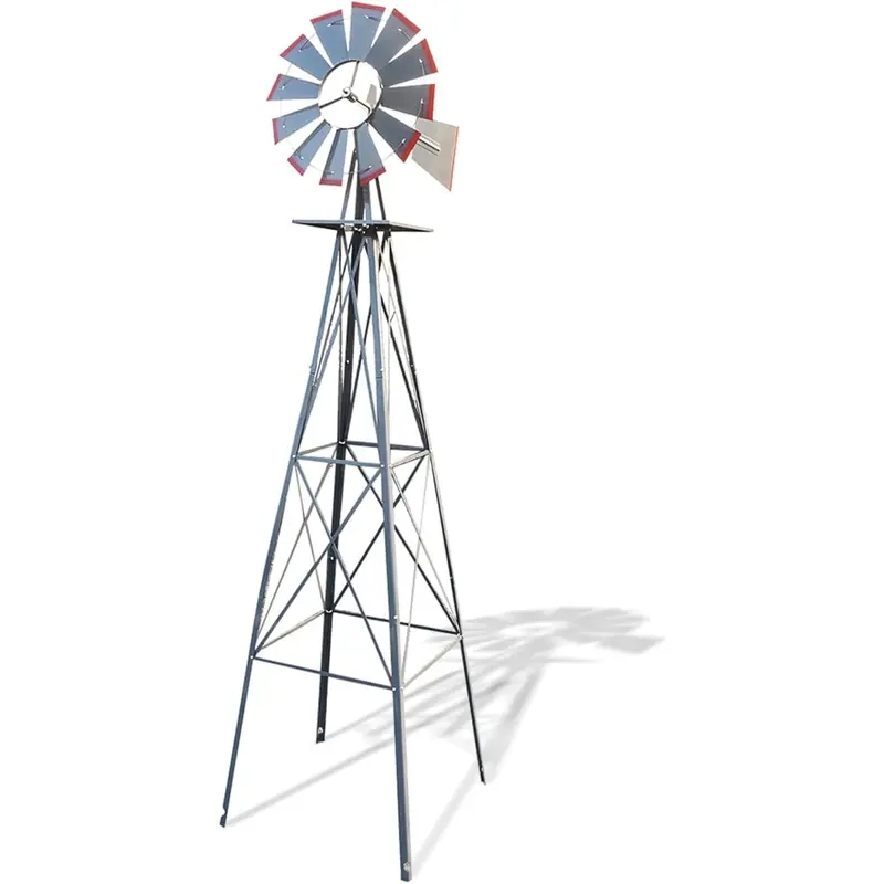 Outvita 8FT Ornamental Windmill, Heavy Duty Durable Metal Weather Vane Garden Decoration Weather Resistant for Garden, Yard, Farm, Seaside Summervibes
