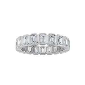 4.25ct 14K White Gold Bezel Eternity Band Emerald Diamond Ring