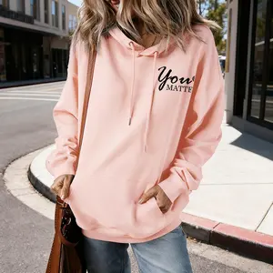 Women's Inspirational Quote Round Neck Hoodie - "You Matter" "Dear Person" "Person Behind Me" Print, Long-Sleeve Streetwear Pullover Top