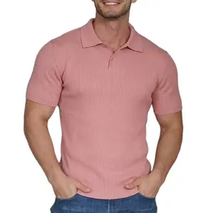 Muscle Cmdr Men's Slim-Fit Stretch Quick-Dry Polo Shirt Summer Short-Sleeve Tee for Golf and Casual Sports; Ribbed Collar Design; Street-Style Tee