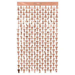 Bachelorette Party Curtains Rose Gold Foil Banner – Funny Bridal Shower Decorations, Adult Party Backdrop, Hen Night Decor, Girls Night Photo Booth Curtain, Naughty Party Supplies