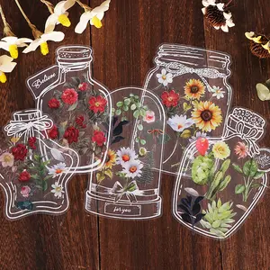 Dried flowers bookmarks pet stickers custom handbook handmade diy waterproof material transparent glass bottle creative specimen decoration