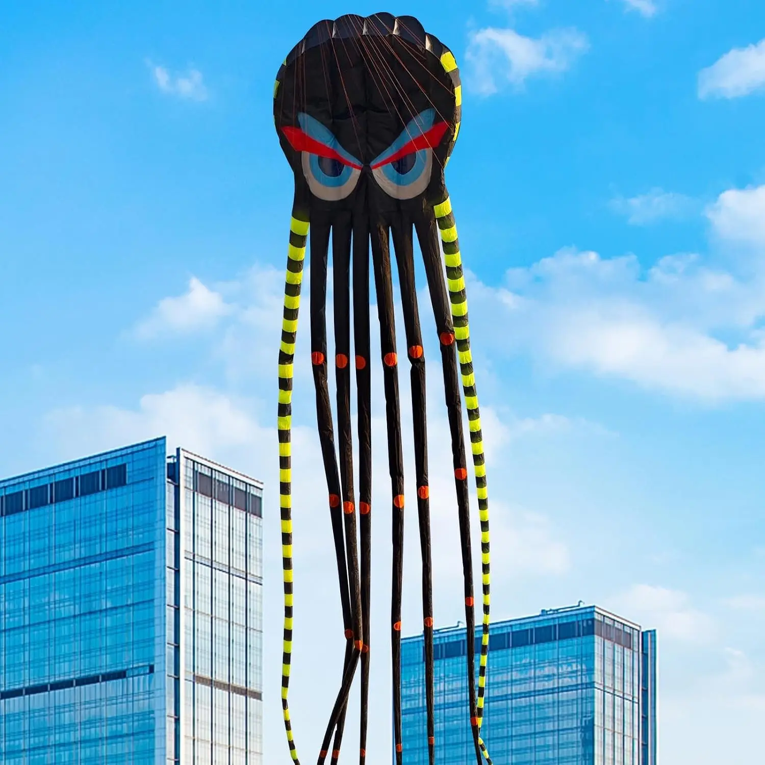3D 26ft Ultra Large Fun Octopus Foil Kite with 1000D Kite String, Outdoor Fun for Beach Park, Great Gift for Beach Trip