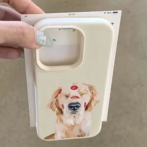 Cute Golden Retriever Pattern Phone Case, Durable Shockproof Protection Aesthetic Floral Design, Fits iPhone 11/12/13/14/15/16/17 Series, Single Piece Large Hole Texture