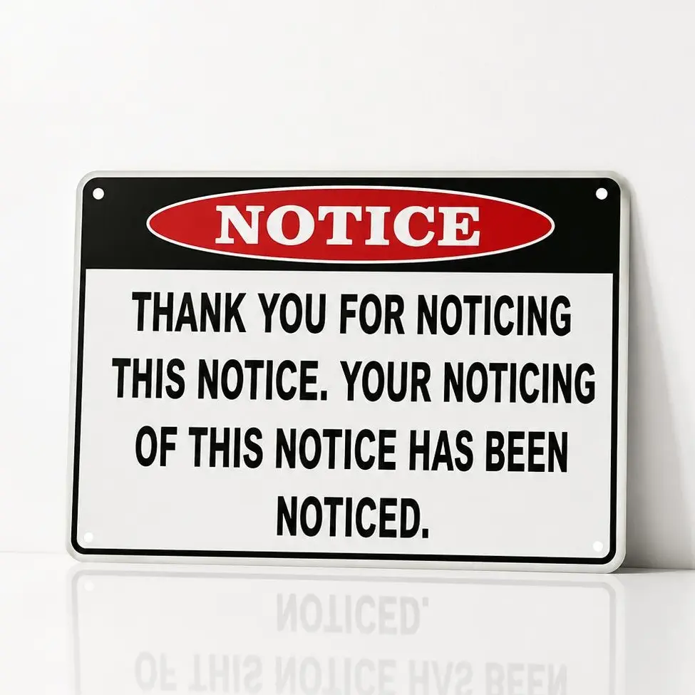 Funny Metal Tin Sign Wall Decor | Sarcastic Notice Sign | Vintage Retro Wall Art | Man Cave Decor | Funny Office Sign | Garage Bar Wall Plaque | TikTok Viral Room Decor Indoor Home Decoration