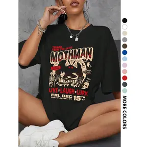 & Letter Print Round Neck Tee, Vintage Trendy Casual Short Sleeve T-shirt for Daily Wear, Ladies Summer Outfit