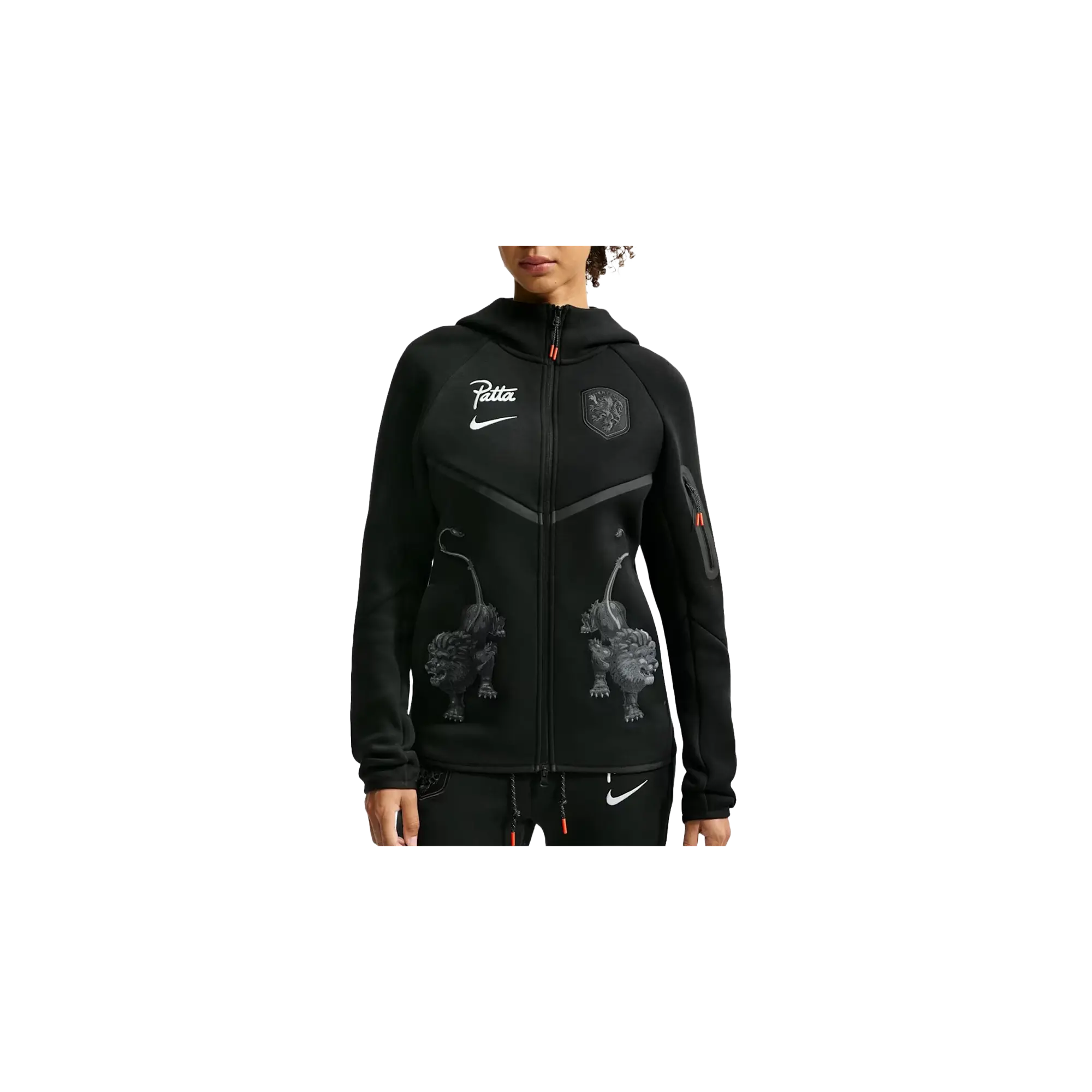 Netherlands x Patta Tech Fleece Full-Zip Windrunner Hoodie "Black" IM3206 010