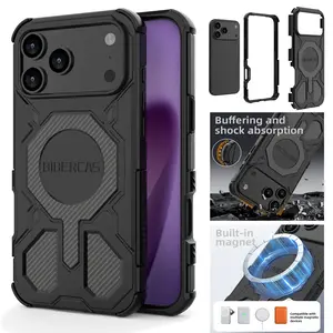 BIBERCAS Military Armor Phone Case for iPhone 17 16 15 14 13 Pro Max 17Air 16E with Magnetic Wireless Charging Anti-Drop Protection Shock Absorption Casing