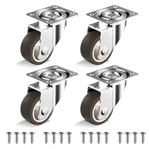 Caster Wheels 1.5 inch, Heavy Duty Furniture Casters Set of 4, Rubber Castors No Noise, Ball Bearing Swive Castor Wheels for Furniture Holding 200 LBS,Made for Desk,Night Stand,Shoe Rack