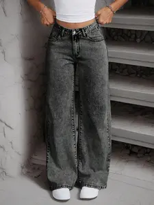 Women's Bow  Embroidery High Waist Straight Leg  Jeans, Fashion Casual Denim Pants for Daily Outdoor Wear, Ladies Bottoms for All Seasons, Casual Denim Trousers