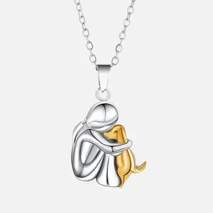 Girl's French-Style Costume Jewelry Necklace - Puppy Hug Pendant, Dragonfly Design, Simple Zircon Accents