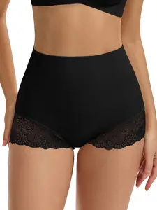XEY Women's High-Waisted Tummy Control & Shaping Lace-Trimmed Shorts — Thigh Shaping, Stretchy Fit, Ideal for Daily Wear