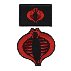 Cobra Embroidered Patch Bundle red/blk 2pcs Hook Patch by Miltacusa