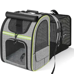Portable Breathable Pet Backpack, Foldable Puppy Bag, Fashion Expandable Pet Pack, Convenient Shoulder Bag for Dogs & Cats, Small Dog Cat Carrier