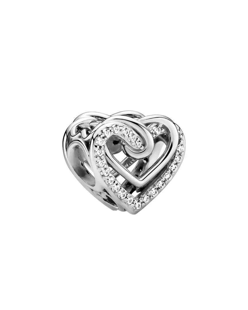 Pandora Moments Silver CZ Sparkling Entwined Hearts Charm