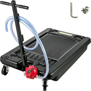 fathersdaygift VEVOR Portable Oil Drain Pan with Pump 64L Oil Drain Pan 17 Gallon Low Profile Oil Drain Pan with 8' Hose for SUV Car and Trucks