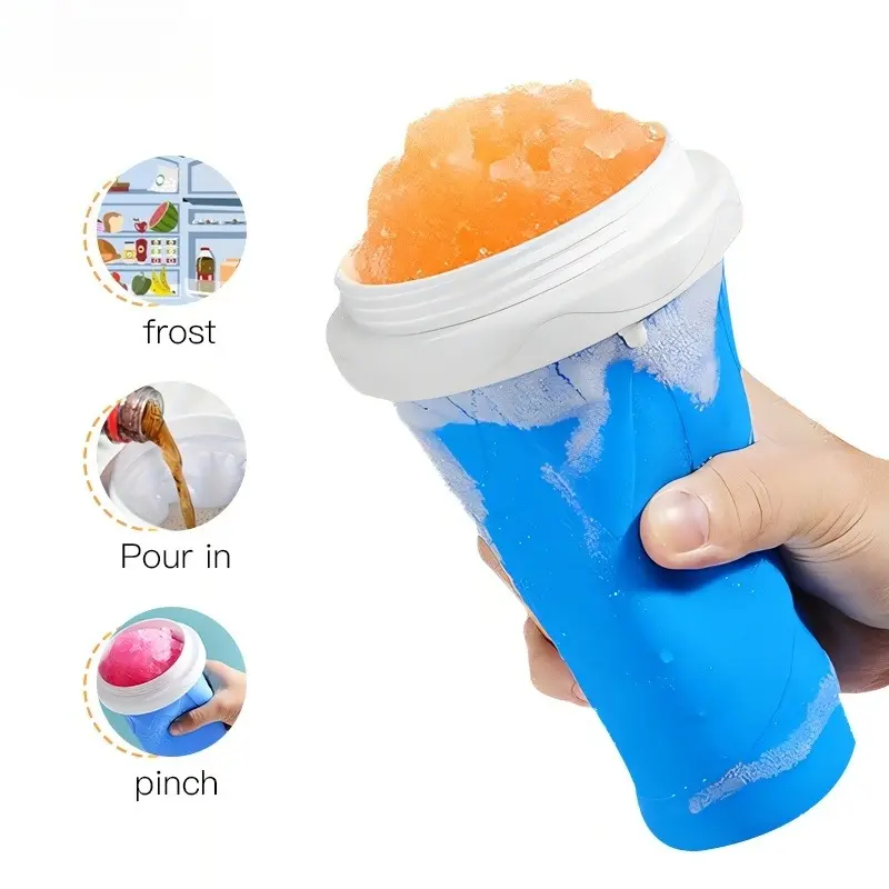 Manual juicer cup, portable non-electric pressure mixing cup, squeeze-style smoothie cup, reusable double-layer silicone squeeze cup, perfect for making your own frozen treats - a great gift for your loved one