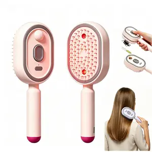 All in One Electric Spray Air Cushion Massage Comb, Misting Aqua Detangler Brush, Self-Clean, Scalp Oil Applicator, Steam Wet Hairbrush for Frizzy Hair Care, Home & Travel Use