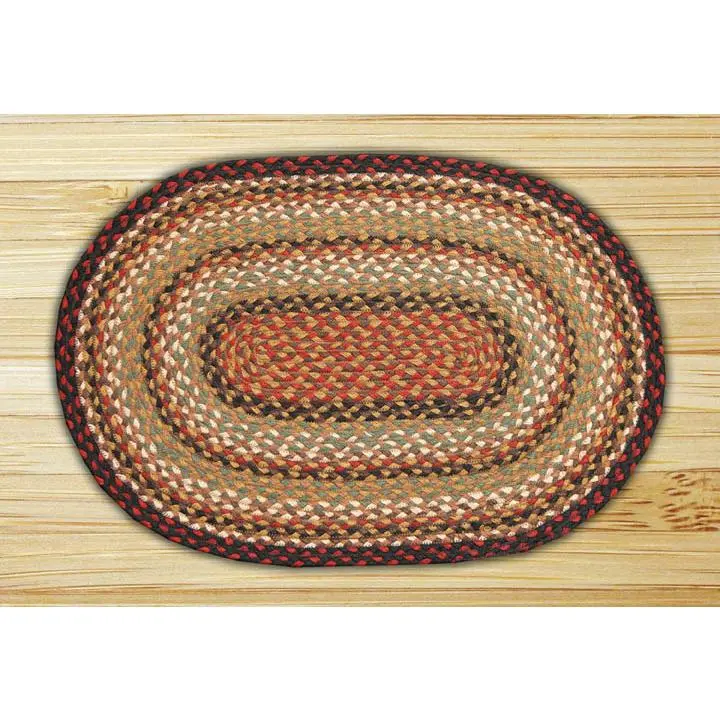 212 MAIN Capitol Earth Pattern Braided Entryway Rug - 03-319 Burgundy-Mustard-Ivory Oval Farmhouse Floormat, Durable Fiber, Fire Retardant, Hearth Safe, Indoor Use, Braided Floormat, Earth Pattern Rug