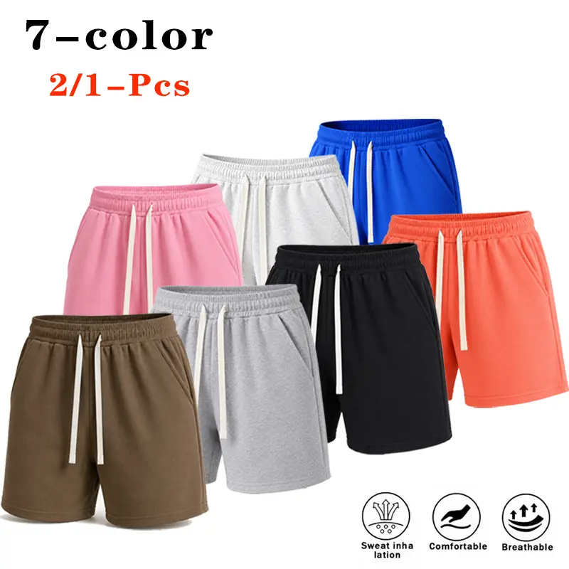 2 Pack or 1 Piece Men's Casual Shorts, 7 Colours, Breathable Comfortable Loose Fit Summer Shorts with Elastic Waist, Adjustable Drawstring and Pockets, Stylish Versatile Sportswear for Gym, Running, Workout, Travel, Streetwear, Lounge and Everyday Wear