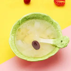 Creative Cabbage Shaped Ceramic Dessert Salad Bowl Cute Cartoon Soup Bowls Household Instant Noodles Bowl Rice Bowl Tableware