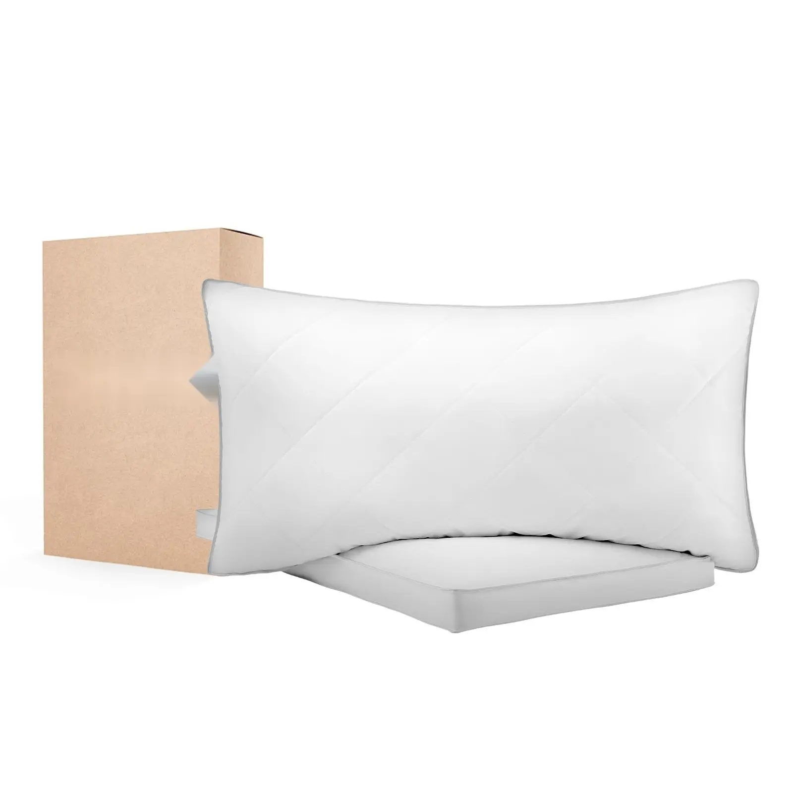 Two Pack King Size Goose Down Pillows For Sleeping - Soft Plush Fluffy Cushions For Neck And Head Support, Hypoallergenic Bedding, Machine Washable, Goose Down Pillow Set, Ideal For Side Back And Front Sleepers