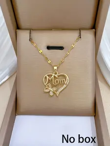 Heart Pendant Necklace, Letter Necklace, Adjustable Chain, Metal Shiny Design, Elegant Party Jewelry, Perfect Gift for Valentine's Day