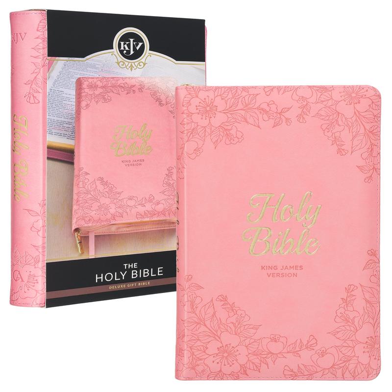 KJV Holy Bible, Gift Edition King James Version Faux Leather Cover in Blossom Pink Floral for Christmas Gift