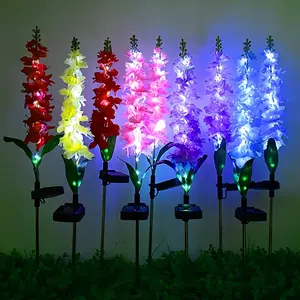 Solar Garden Lights, Solar LED Delphinium Flowers Lights 2pack/4pack/6pack Outdoor Light Two Lighting Modes Solar Christmas Lights for Outside Wedding Party Garden Yard Patio Lawn Grave Cemetery Decor